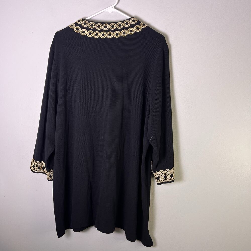 NWT Charter Club Women's Black Gold Embroidered Ribbed Pullover Tunic Plus Sz 3X - Picture 10 of 11